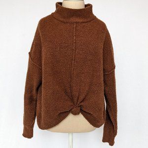 Universal Thread Brown Knit Mock Neck Sweater, Tie Front / Knot, M